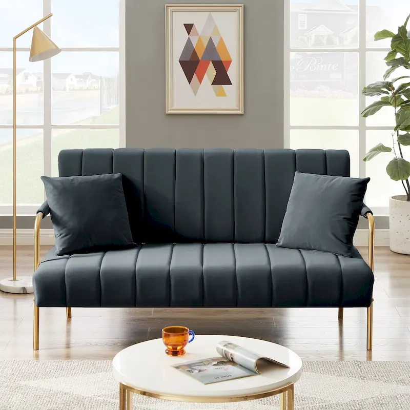 Ouyessir Upholstered Loveseat, Tufted Back Couch, Accent Armchair with 2 Pillows