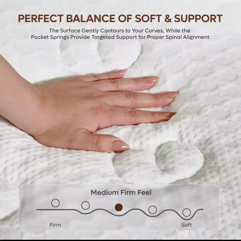 10 inch King Size Tencel Medium Hybrid Mattress, Plush Layer and Cooling Gel Memory Foam Mattress in a Box