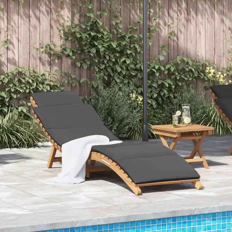 vidaXL Garden Sunlounger with Cushion Brown 77.95 x 21.65 x 23.03 in