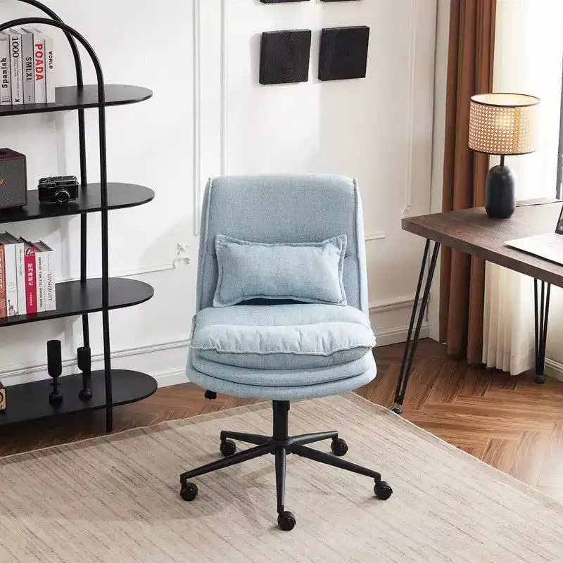 Upholstered Armless Task Office Chair, Swivel, Adjustable Height 16.7-21.3