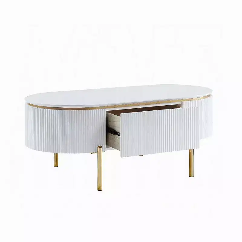 Oval Coffee Table with Drawer, 47