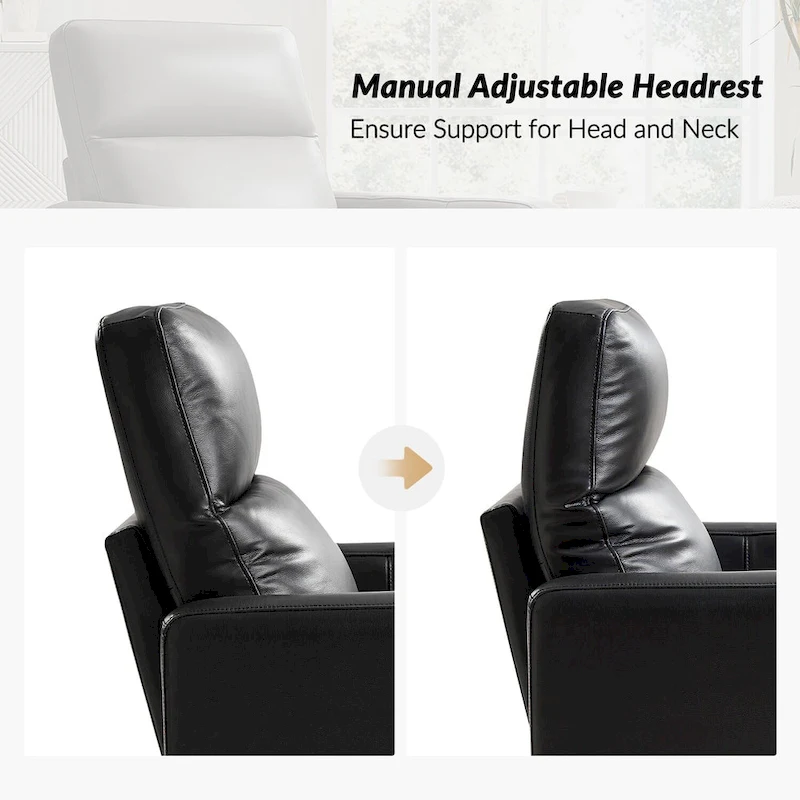 Josefa Modern Genuine Leather Swivel Rocker Recliner by Hulala Home