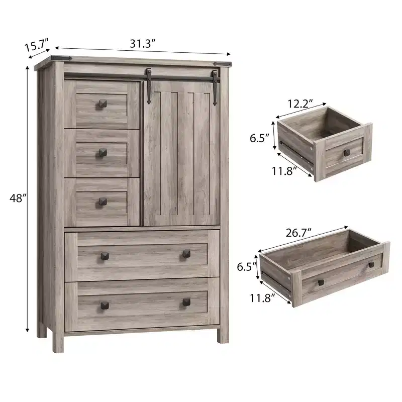WhizMax Dresser for Bedroom with 5 Drawers, 48 White Tall Chest of Drawers, Wooden Closet Dresser for Living Room, Hallway, Entryway