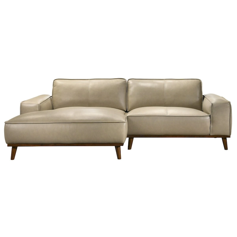 Dayton Mid-Century Modern Genuine Leather Sectional Sofa