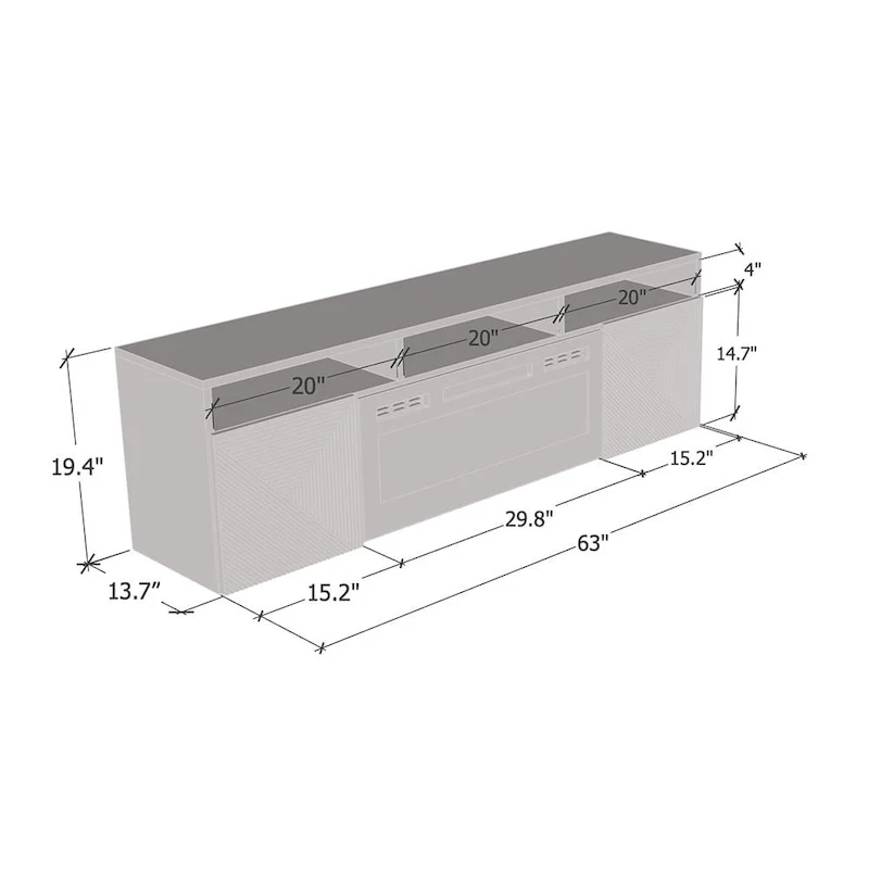 Giza EF Wall Mounted Electric Fireplace Modern 63 TV Stand