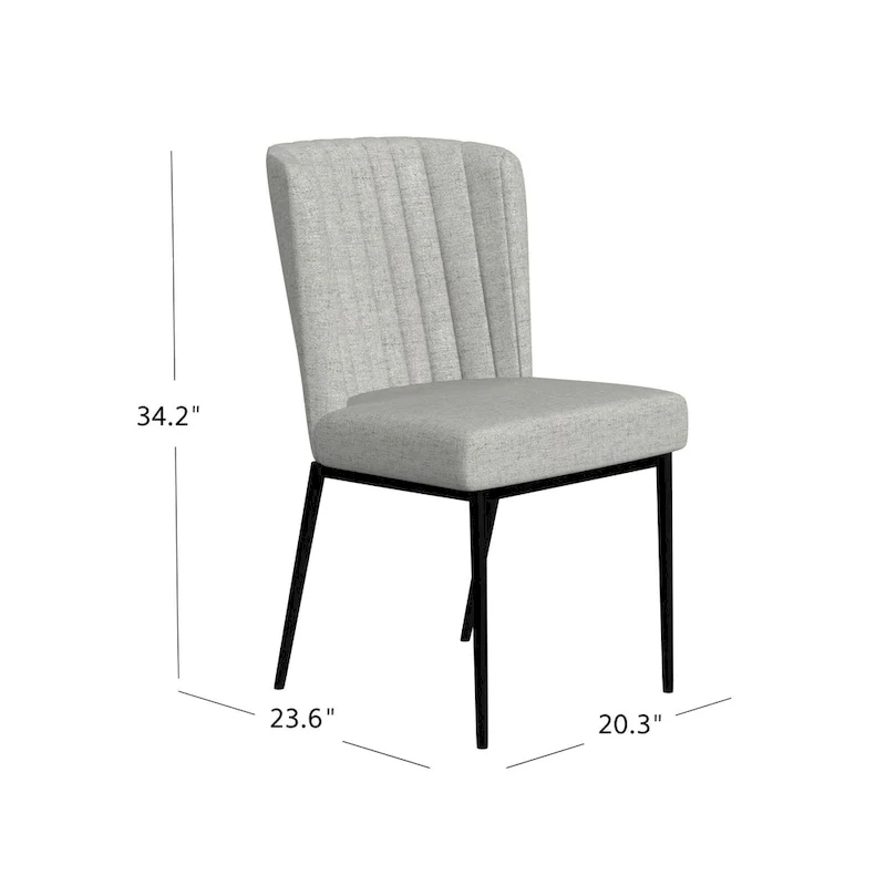 HomePop ChannelBack Dining Chair with Metal Legs-Gray Woven (set of 2)
