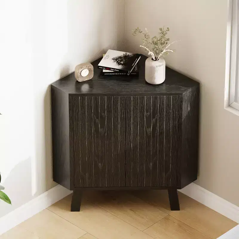 Industrial Corner Storage Cabinet 3-Tier Adjustable Shelves