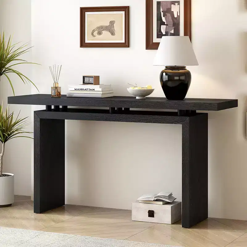 Ash Veneer Console Table, Modern Simple Style, Featuring Clever Tabletop Design, Suitable for Entryway, Hallway, Living Room, Foyer