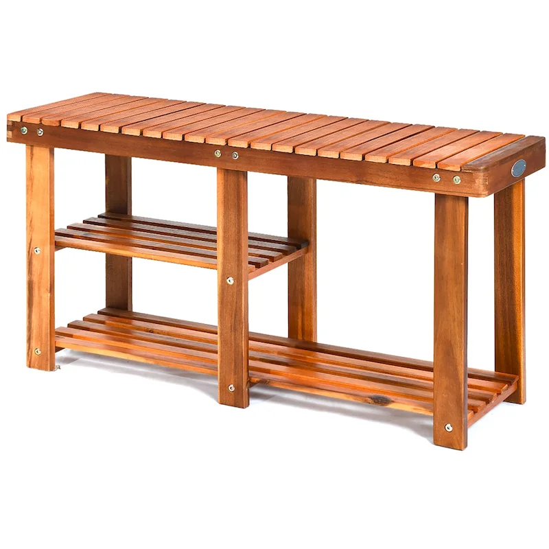 3 Tier Shoes Rack Bench Entryway Storage Bench Organizer with Seat