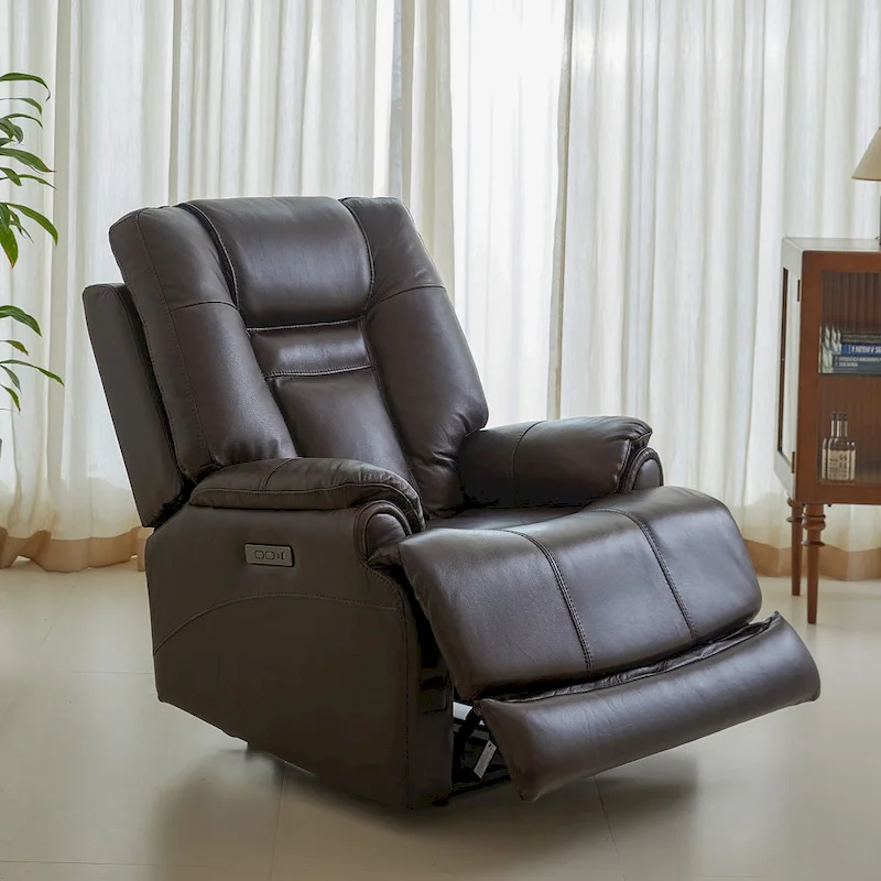 Genuine Top Grain Adjustable Headrest Extendable Footrest Zero Gravity Reclin Power Recliner