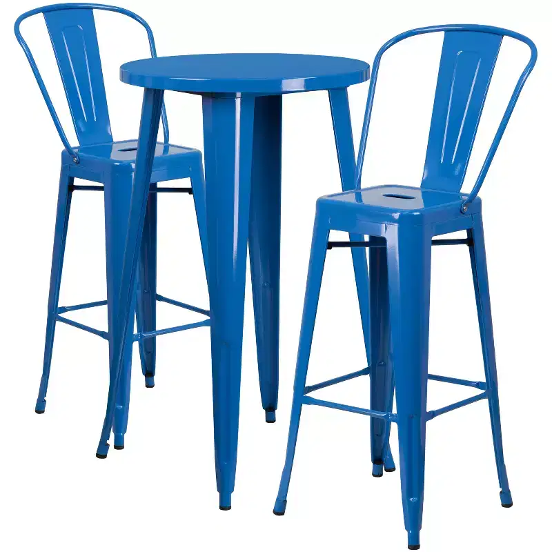 Merrick Lane 3 Piece Outdoor Dining Set with Bar Height Table and Stools