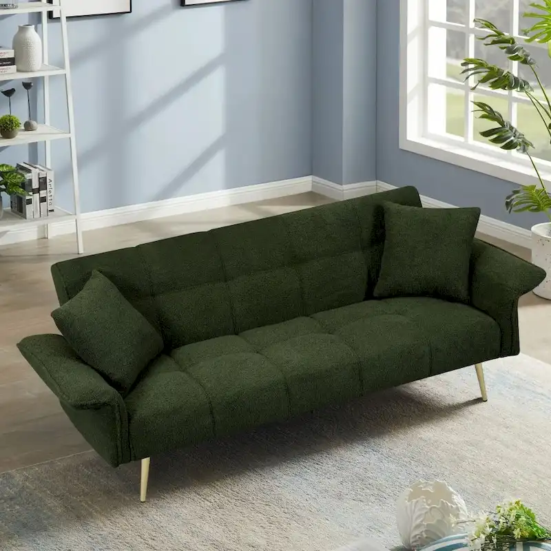 Modern 70-Inch Teddy Fleece Convertible Futon Sofa bed