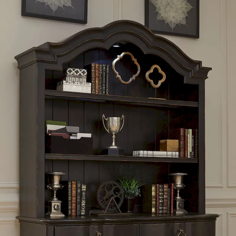 Copper Grove Chesapeake Wire Brushed Antique Black Credenza Hutch