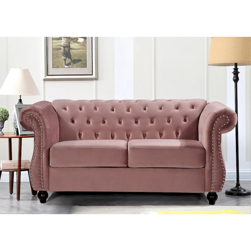 Kemos Velvet Chesterfield Loveseat