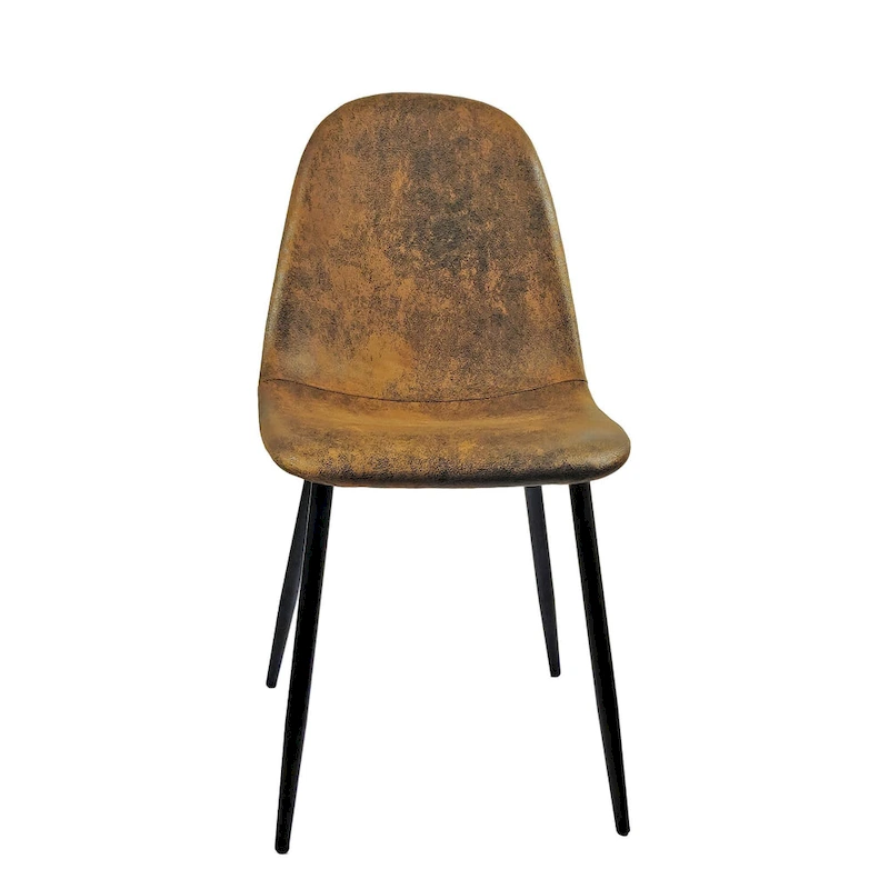 4 Dining Chairs with Spoon Shaped Seats and Black Metal Legs