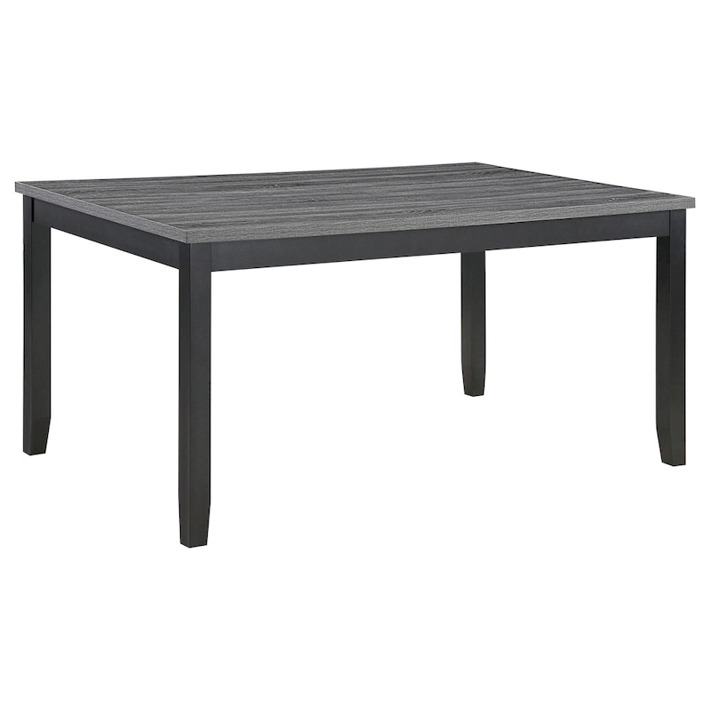 Drake 6 Piece Dining Table Set, 4 Chairs, Bench, Gray Fabric, Black Wood