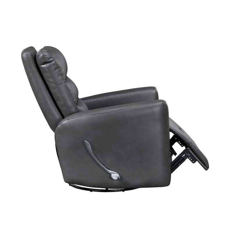Glider Reclining Chair Swivel Motion Breathable Faux Leather Upholstery Luxury Living Room Furniture, Movie Chair