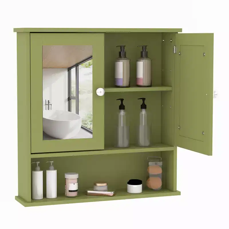 Wall Mounted Bathroom Storage Cabinet, 2-Tier over the Toilet Organizer, Waterproof Wooden Cabinet for Bathroom, Kitchen, Living Room