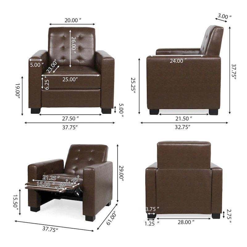 Craigue Upholstered Pushback Recliner by Christopher Knight Home