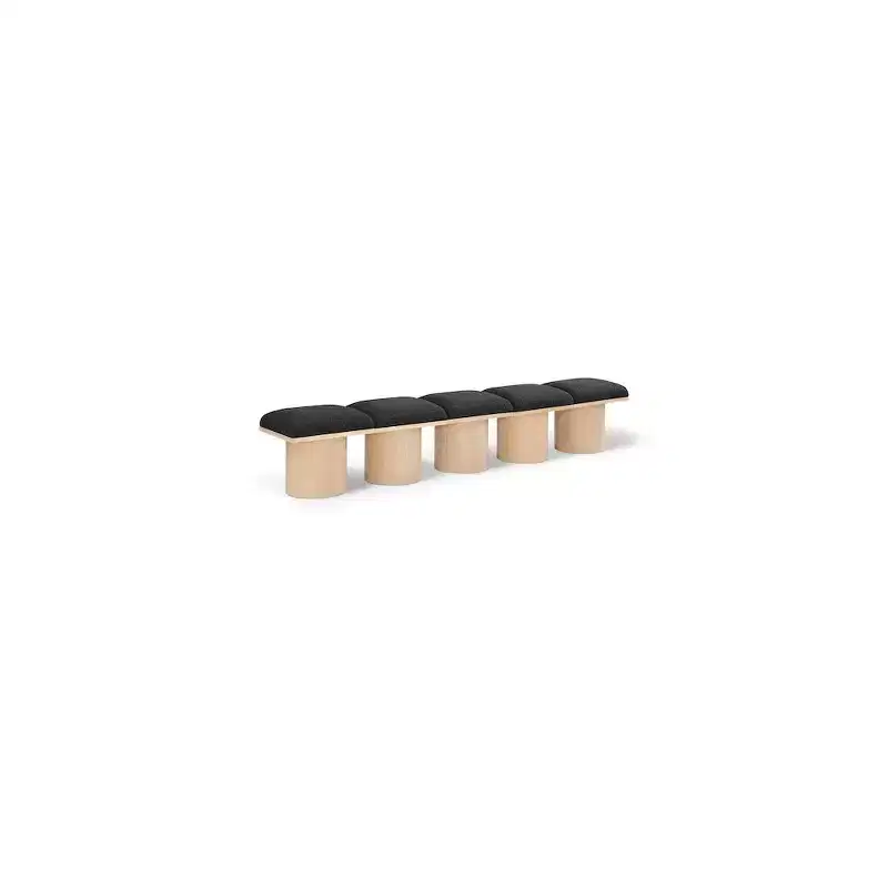 Black Boucle Fabric Bench