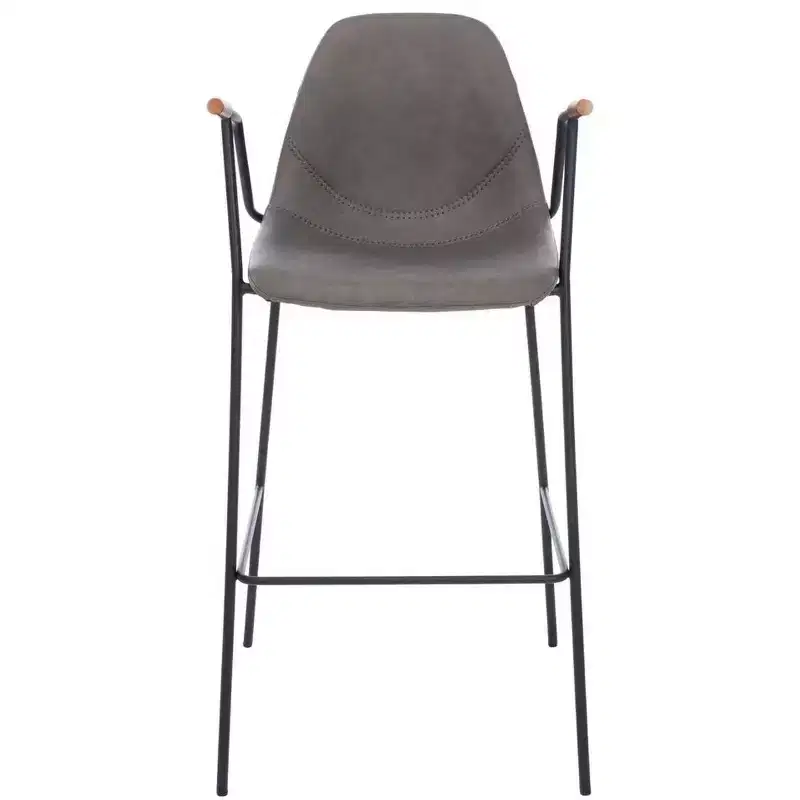 Mid-Century Modern Barstool, Upholstered Seat with Wood Legs, Kitchen or Bar Height