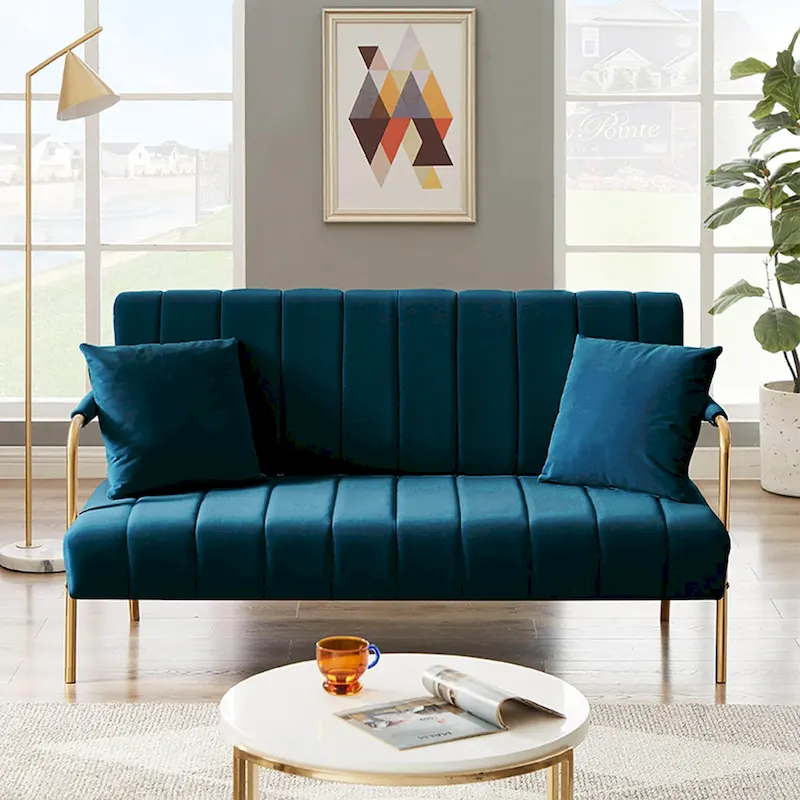 Ouyessir Upholstered Loveseat, Tufted Back Couch, Accent Armchair with 2 Pillows