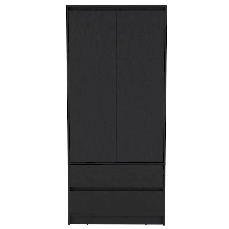 20.47  Modern Double-door Armoire with Hanging Rod and Two Drawers for Bedroom