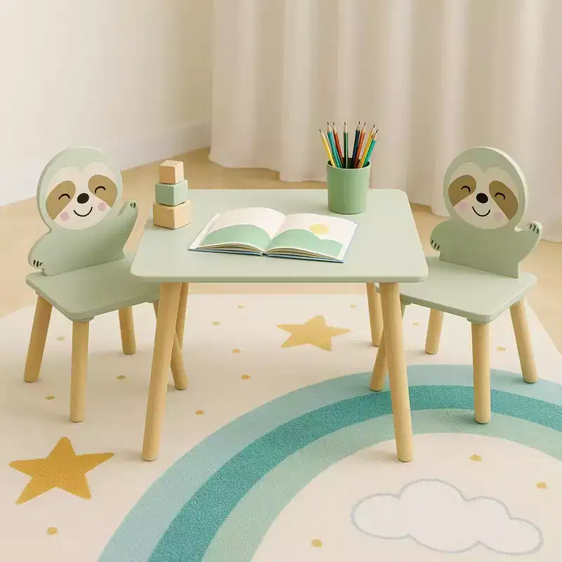 GDFStudio Willow Kids Table and Chair Set with Cute Animal Design