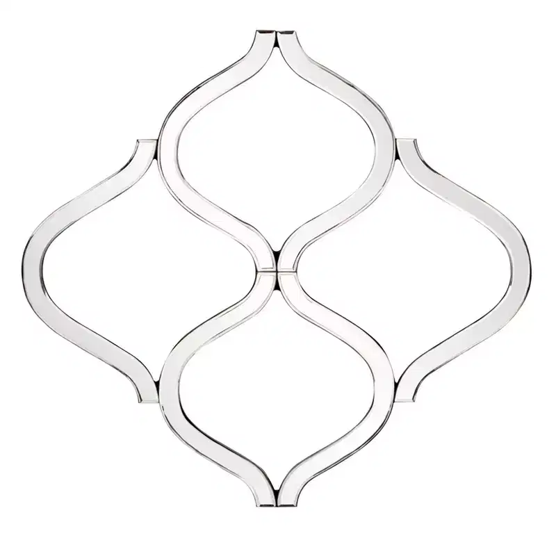Howard Elliott Decorative Lattice Beveled Accent Wall Mirror Silver: Geometric, Interlocking, No Assembly Required, Wood Frame, Wall Mount