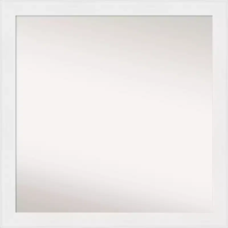 30 x 30 Non-Beveled Vanity White Narrow Bathroom Wall Mirror - Amanti Art: Includes Mounting Hardware, Wall Mount