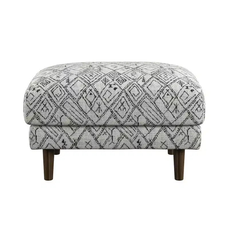 26.8L Stylish Abstract Ottoman with Petroglyph Color Palette Design, Mid-Century Modern Accent Footrest Ottoman for Living Room, Home Decor