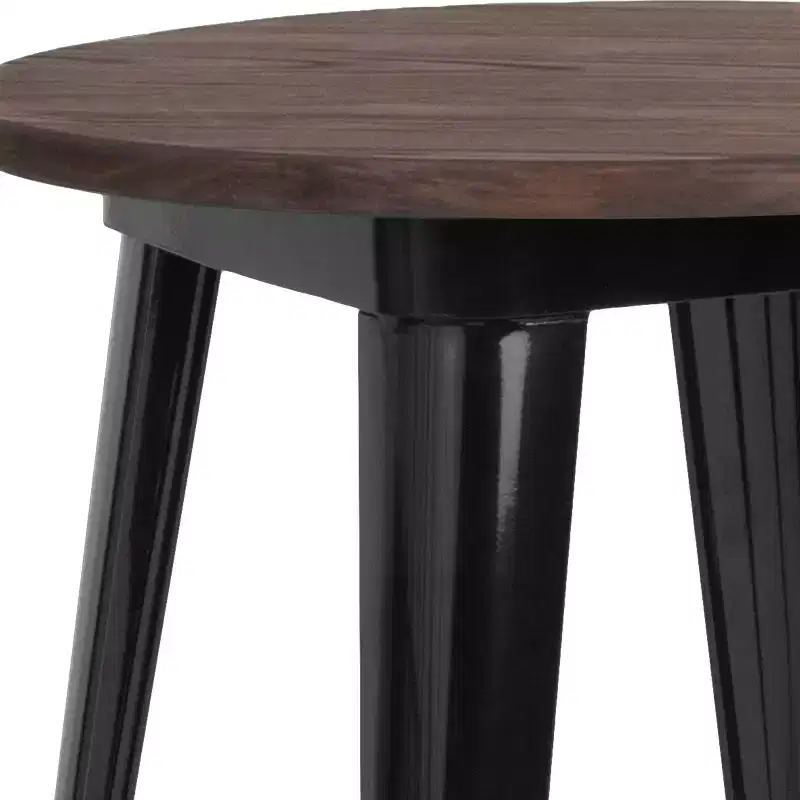 Flash Furniture 24 Round Metal Indoor Table with Rustic Wood Top