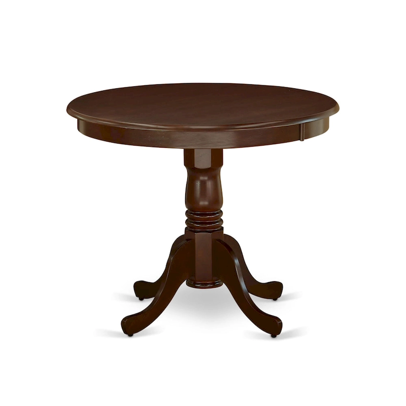 East West Furniture Kitchen Table Set- A Round Dining Room Table and Cream Linen Fabric Parson Chairs, Mahogany (Pieces Options)