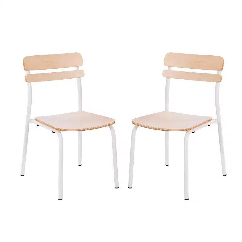 Flash Furniture 2 Pack Cyprus Commercial Grade Solid Wood Dining Chairs with Metal Frames and Antique Finish