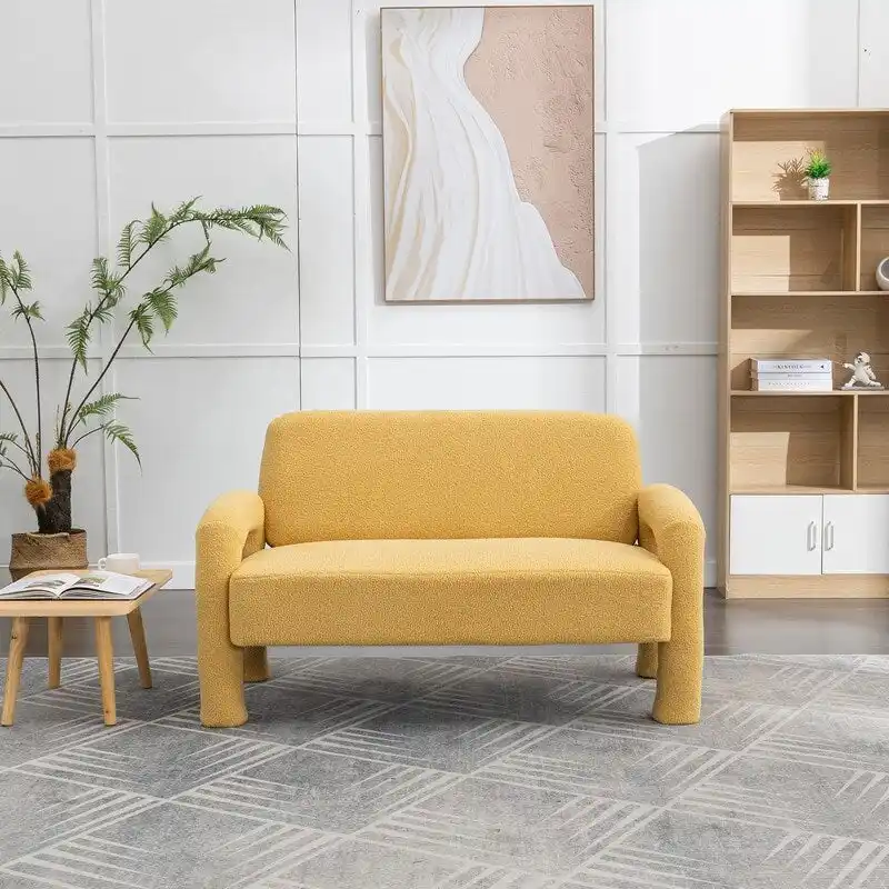 SEYNAR Mid-Century Modern Boucle 51 Solid Wood Curved Sofa