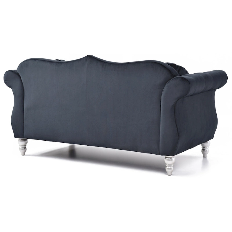 Hollywood 68 in. Velvet Chesterfield Loveseat with 2-Throw Pillow - 68L x 35W x 34H
