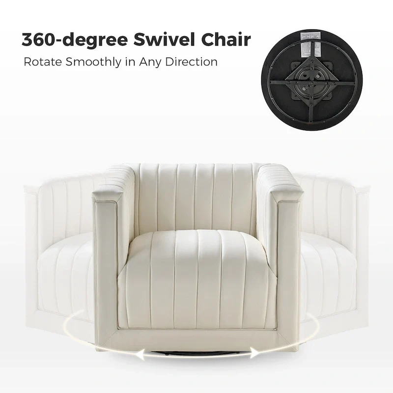 Esteban Modern Leather Upholstered Swivel Barrel Chair Set of 2 by HULALA HOME