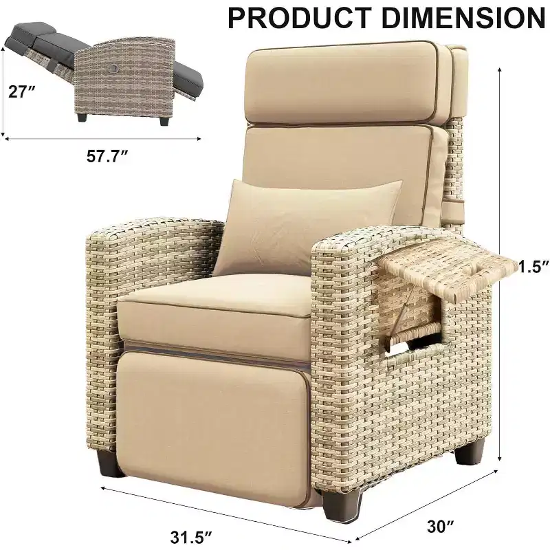Acekool PE Rattan Bar Stool Chair with Cushion, Iron Frame Indoor Seating, for Kitchen Island Bar Counter, Gray White Rattan