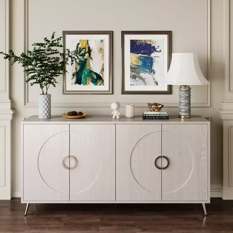 Modern Lacquered 4 Door Wooden Cabinet Sideboard Buffet Server Cabinet Storage Cabinet