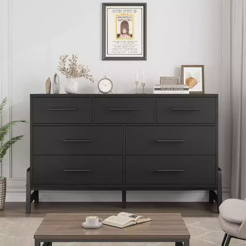 7 Dresser for Bedroom, Freestanding 52 in Wide Drawer Dresser with Storage, Wooden Closet Storage Chest for Living Room