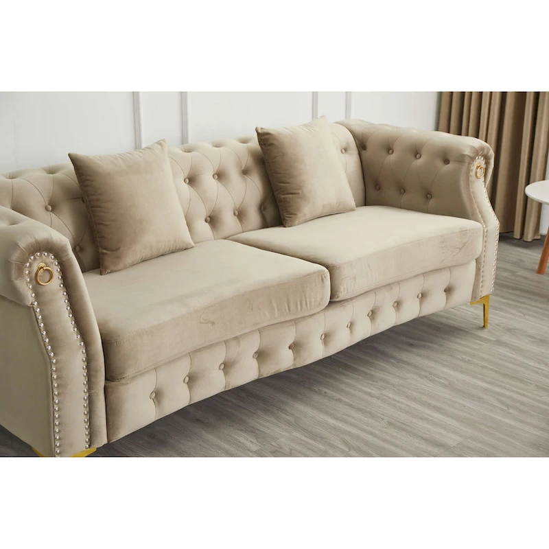 35D x 85W x 30.3H Velvet Chesterfield Button-tufted Sofa