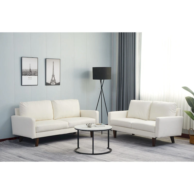 Faux leather 2 Piece Loveseat and Sofa Living Room Set