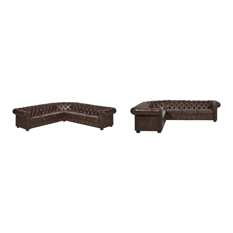 7-Seat L-Shaped Chesterfield Sectional Sofa