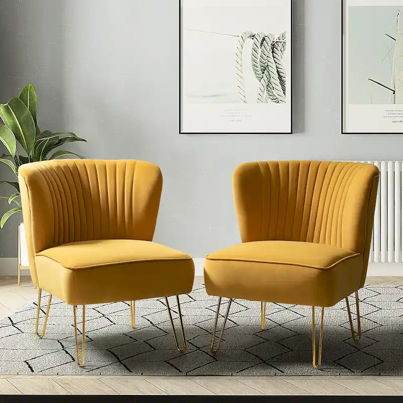 Barto Upholstered Side Chair with Tufted Back Set of 2 by HULALA HOME