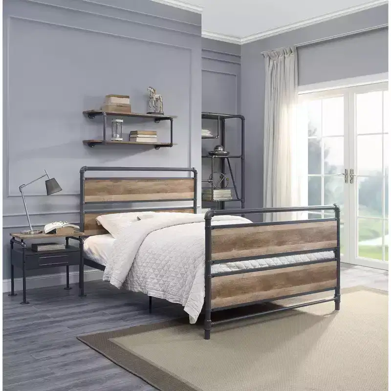 Brantley 78 Full Bed Antique Oak and Sandy Gray - Acme Furniture