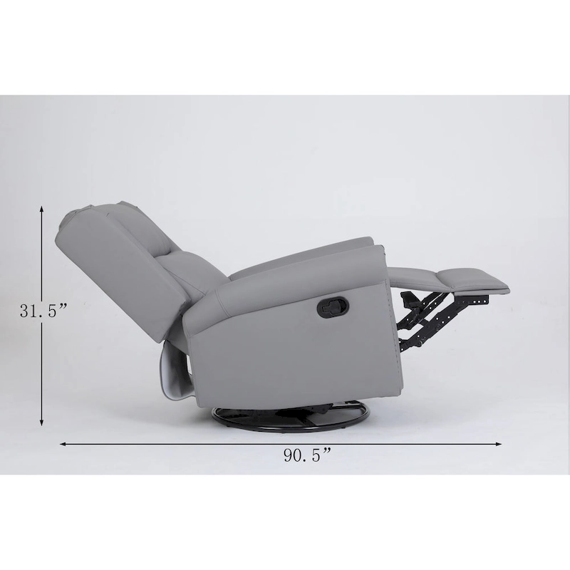 Manual Recliner Chair Fabric Swivel Armchair High Back Lounge Seating with Footrest, Adjustable Backrest and Nailhead Trim
