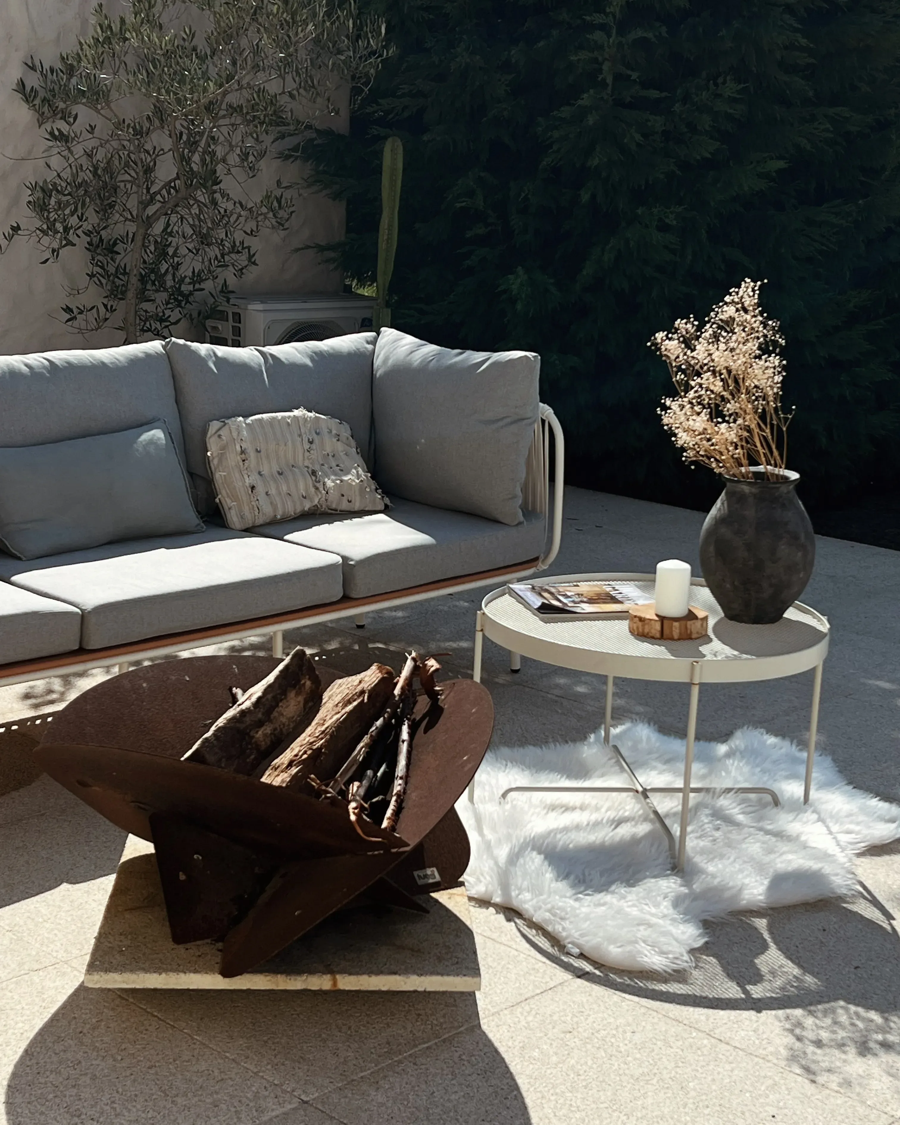 Divano da giardino 3 posti Metallo Grigio
