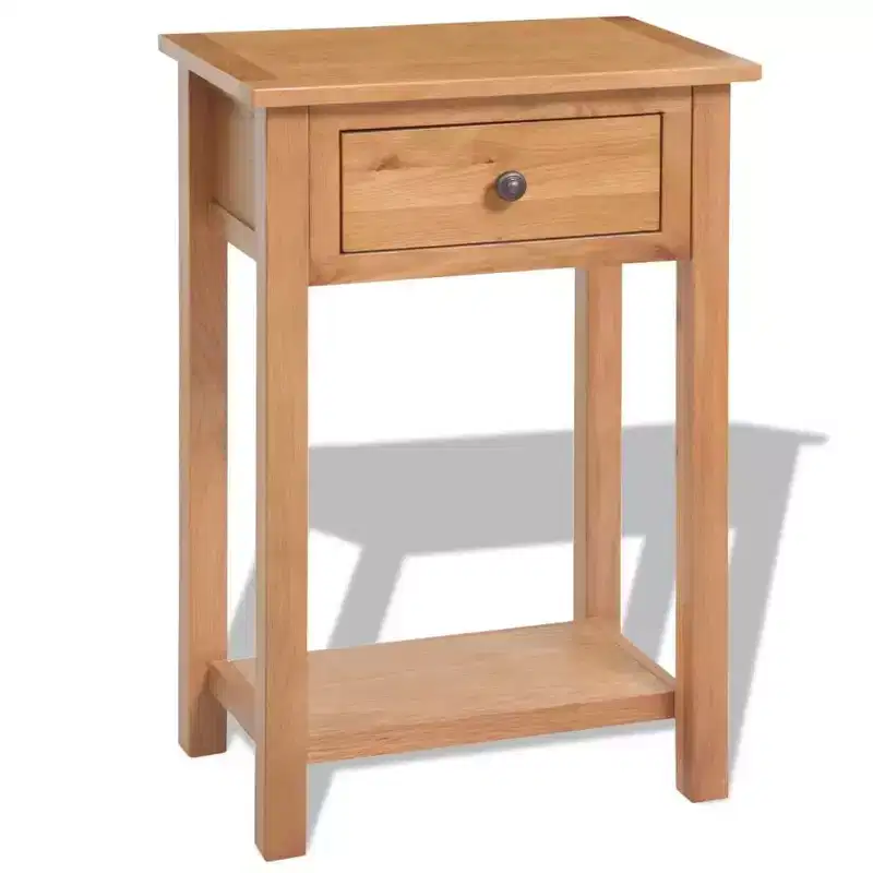 Console Table, Solid Oak & Engineered Wood, 19.7x12.6x29.5, Brown