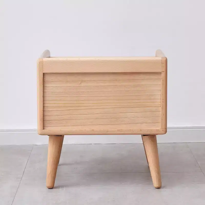 Natural Solid Wood Nightstand for Bedroom and Living Room