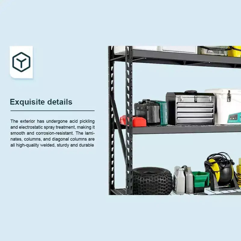 3-Tier Heavy Duty Garage Shelving Rack - 6000 lb Capacity, Adjustable Height, Black